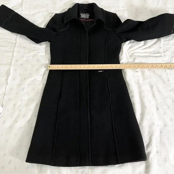 Projek Raw Long Black Wool Blend Coat – Gothic Minimalism, Hidden Buttons, Small - Picture 16 of 16